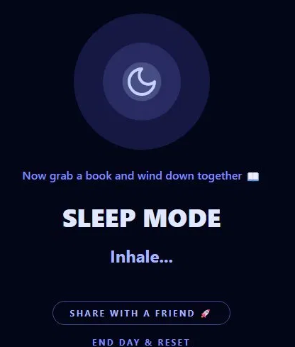 Sleep mode wind-down screen